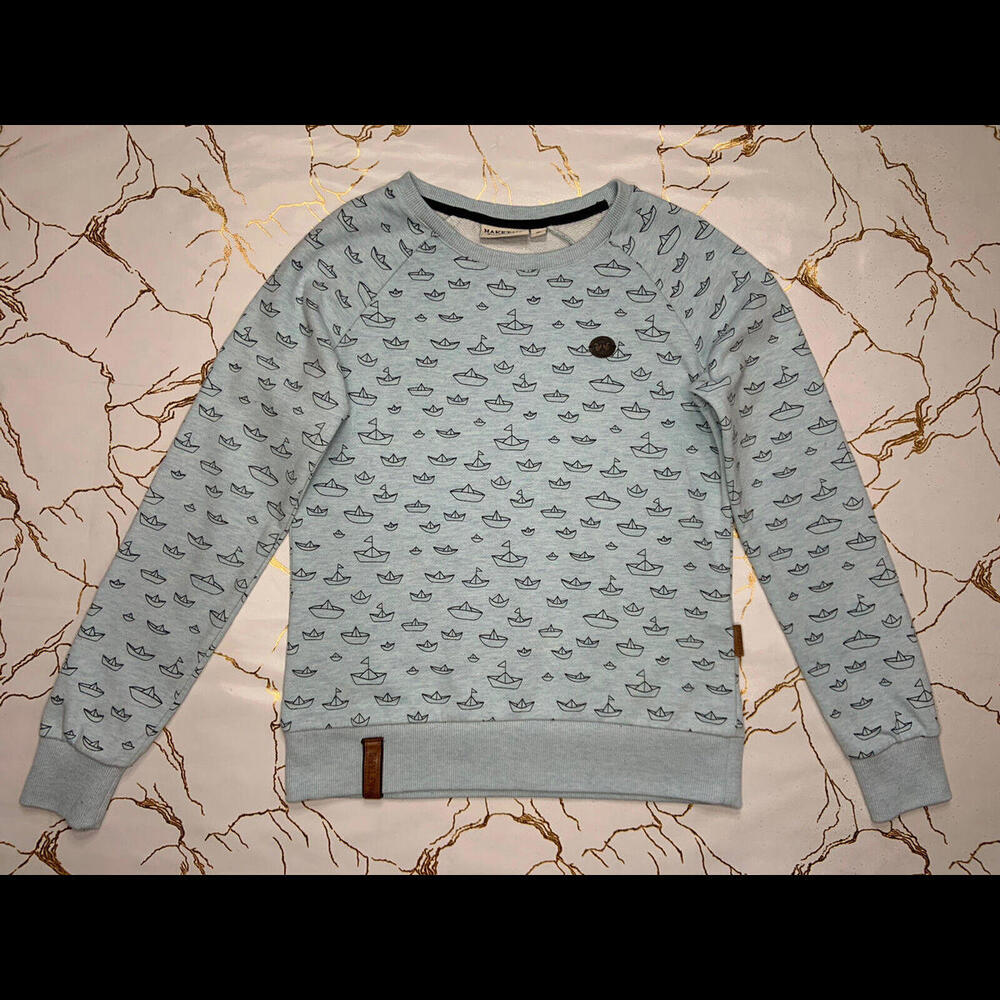 Naketano Women Light Blue Boat Theme Pullover Sweatshirt Size Small